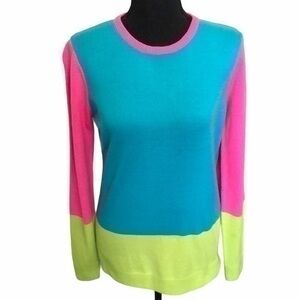 Allen B Women’s Neon Color Block Sweater Size Medium